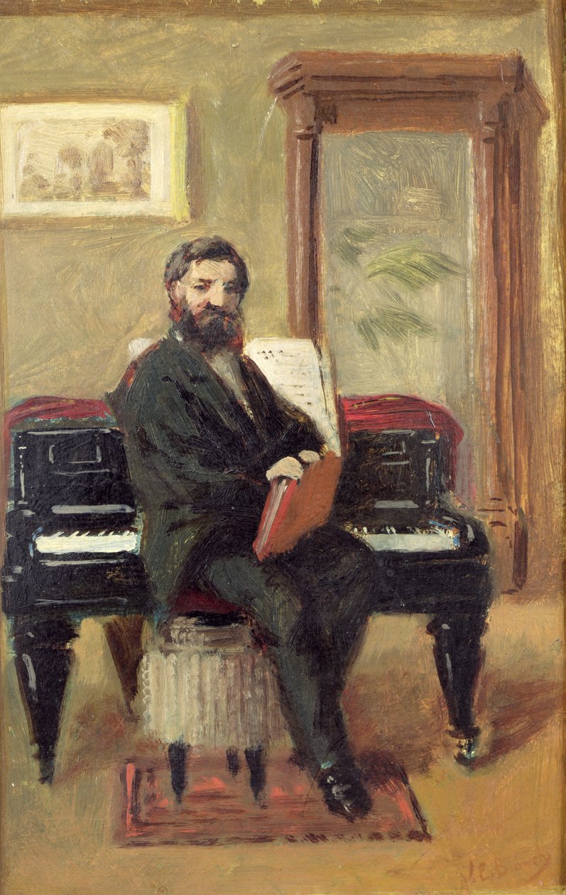 Claude Achille Debussy (1862-1918) en su piano de Jacques Emile Blanche