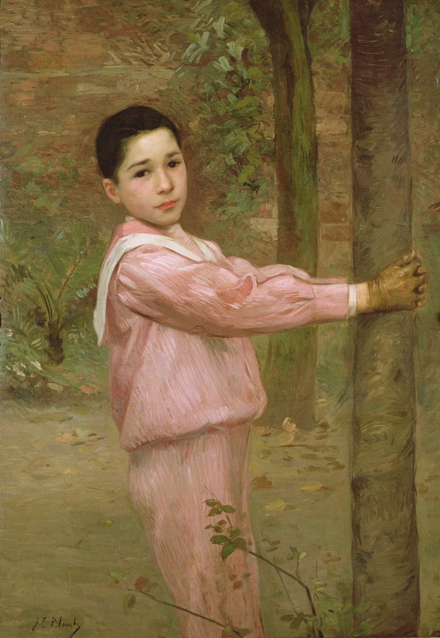 Retrato de un niño con traje de marinero rosa de Jacques Emile Blanche