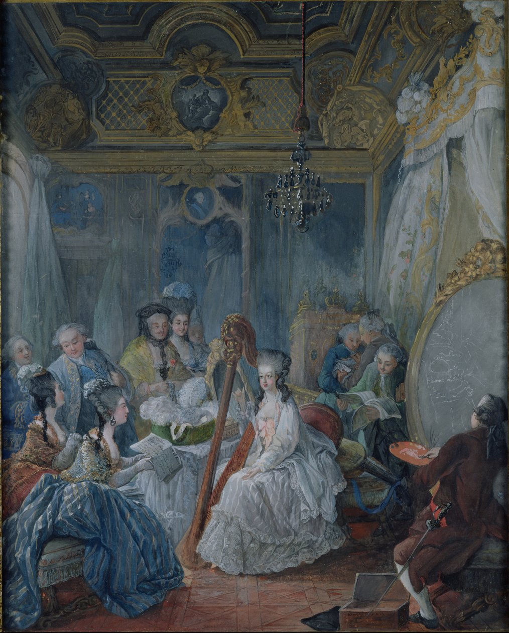 María Antonieta (1755-93) en su cámara en Versalles en 1777 de Jacques Fabien Gautier d