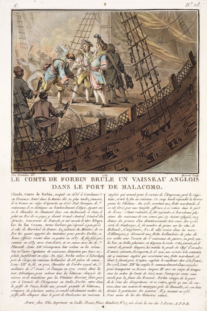 Claude, Conde de Forbin (1656-1733), grabado por Jean Baptiste Morret (fl.1790-1820), 1789 de Jacques Francois Joseph Swebach