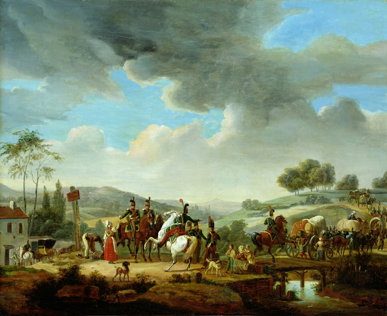 Convoy escoltado por dragones franceses de Jacques Francois Joseph Swebach