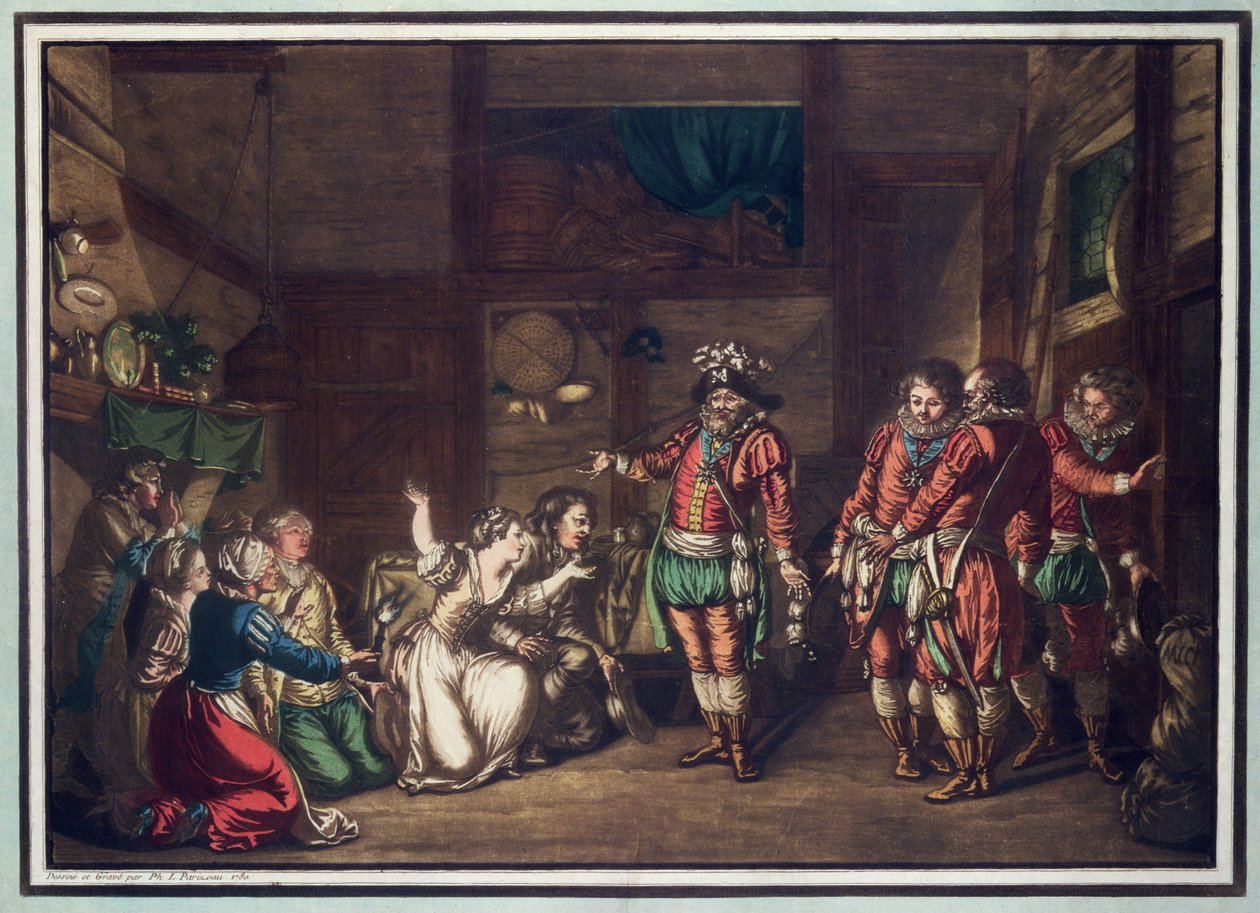 Muerte de Armand de Gontault, Barón de Biron (1524-92), grabado por Jean Baptiste Morret (fl.1790-1820), 1792 de Jacques Francois Joseph Swebach