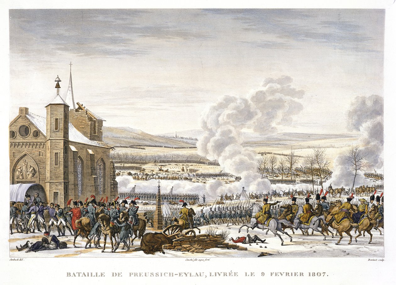 La batalla de Preussisch-Eylau, 9 de febrero de 1807, grabado por Edme Bovinet de Jacques Francois Joseph Swebach