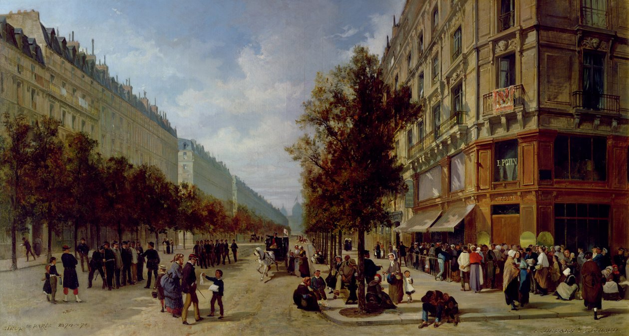 Sitio de París. Haciendo cola en la puerta de una tienda de comestibles, 1870 de Jacques Guiaud