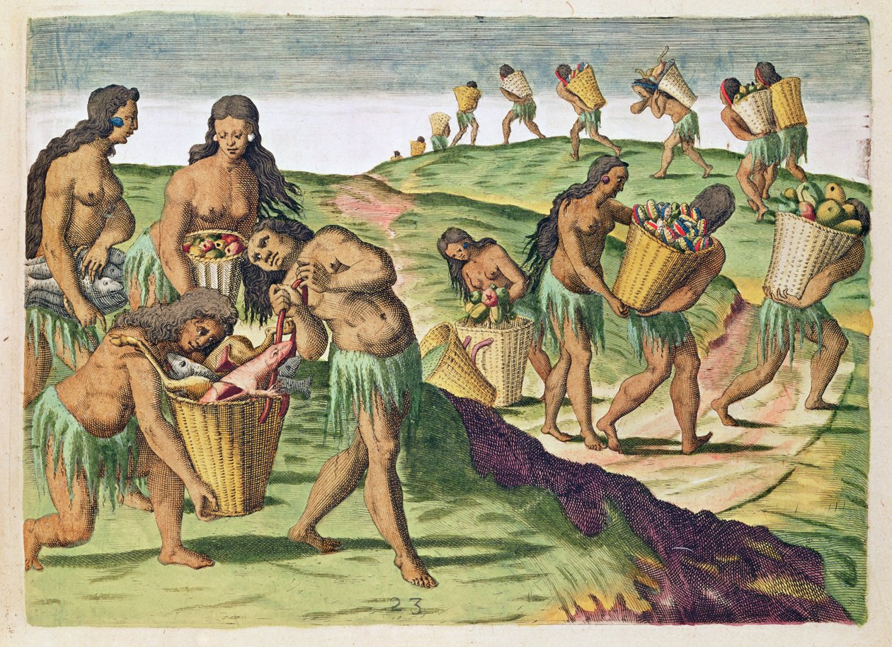 Recolectando comida para el almacén comunal, de 