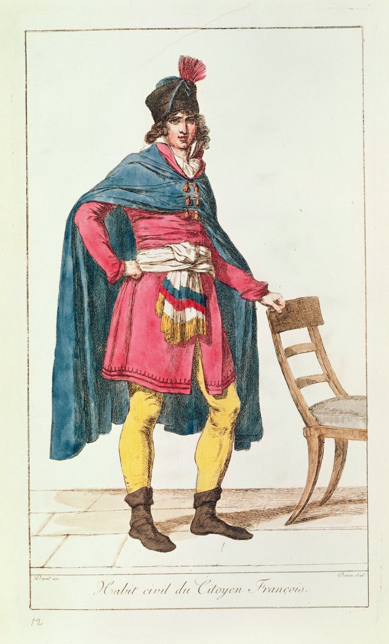Traje civil para un ciudadano francés, grabado por Vivant Dominique Denon de Jacques Louis David