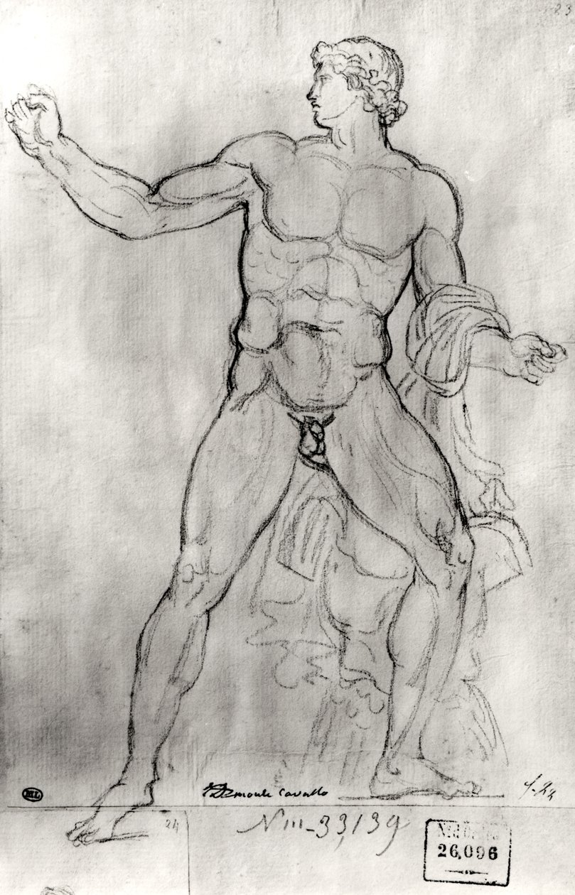 Coloso de Monte Cavallo (lápiz negro sobre papel) de Jacques Louis David
