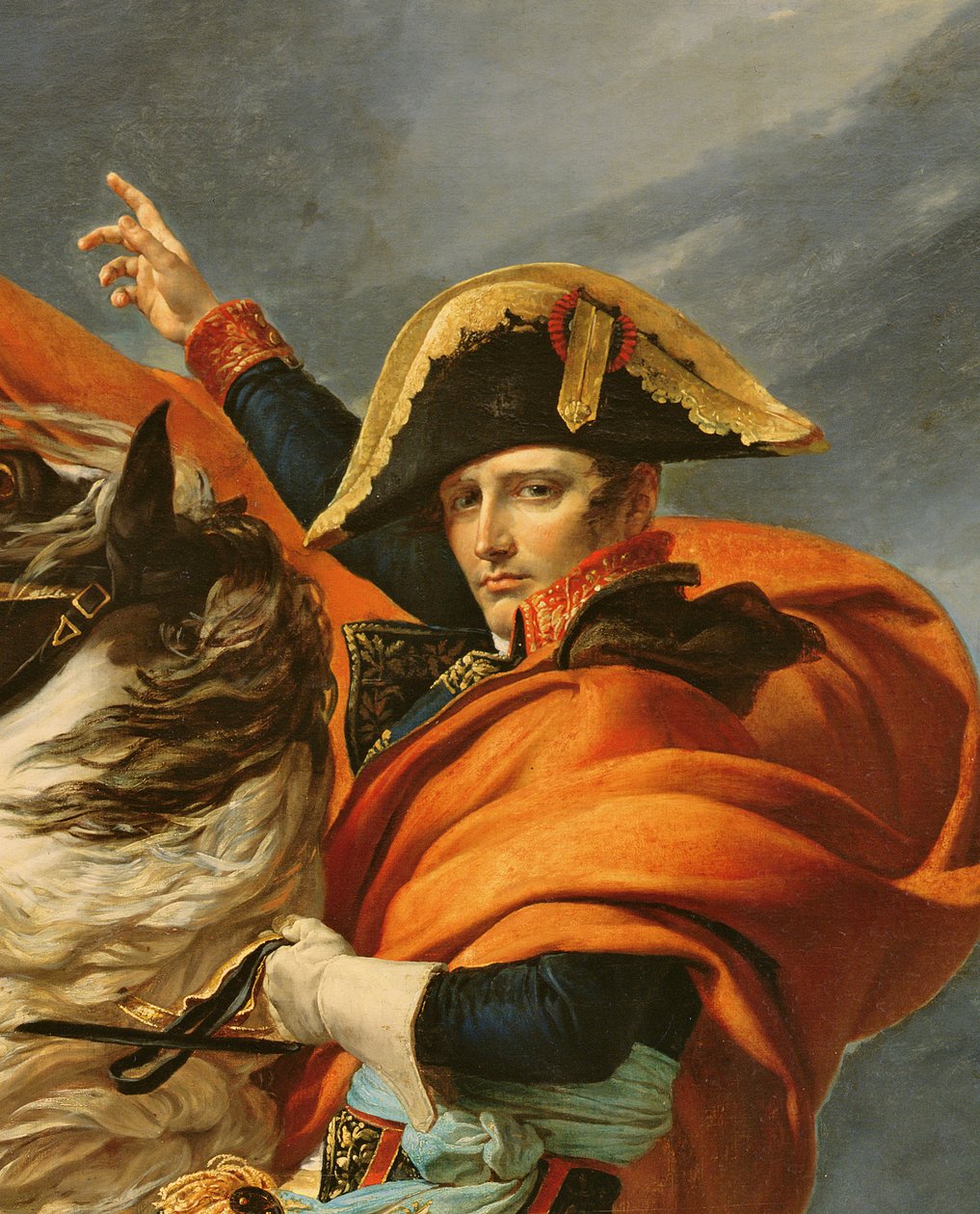 Napoleón cruzando los Alpes el 20 de mayo de 1800, 1803 (detalle) de Jacques Louis David