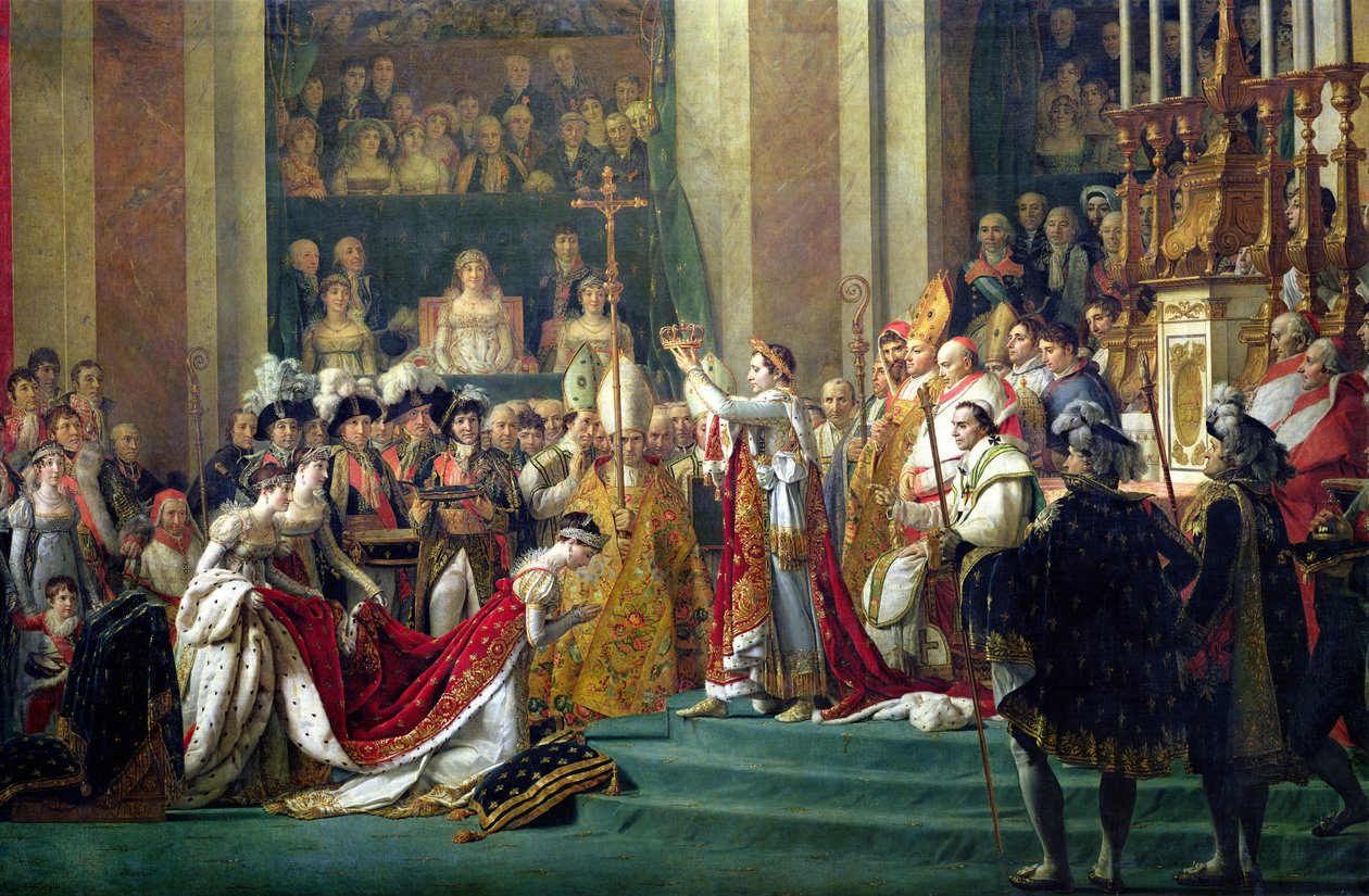 La consagración del emperador Napoleón y la coronación de la emperatriz Josefina, 2 de diciembre de 1804 (detalle) de Jacques Louis David