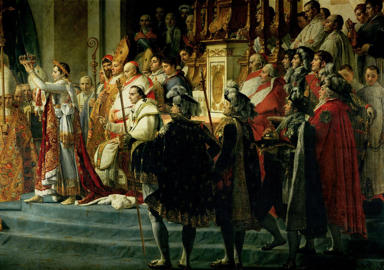 La consagración del emperador Napoleón y la coronación de la emperatriz Josefina por el Papa Pío VII, 2 de diciembre de 1804 (detalle) de Jacques Louis David