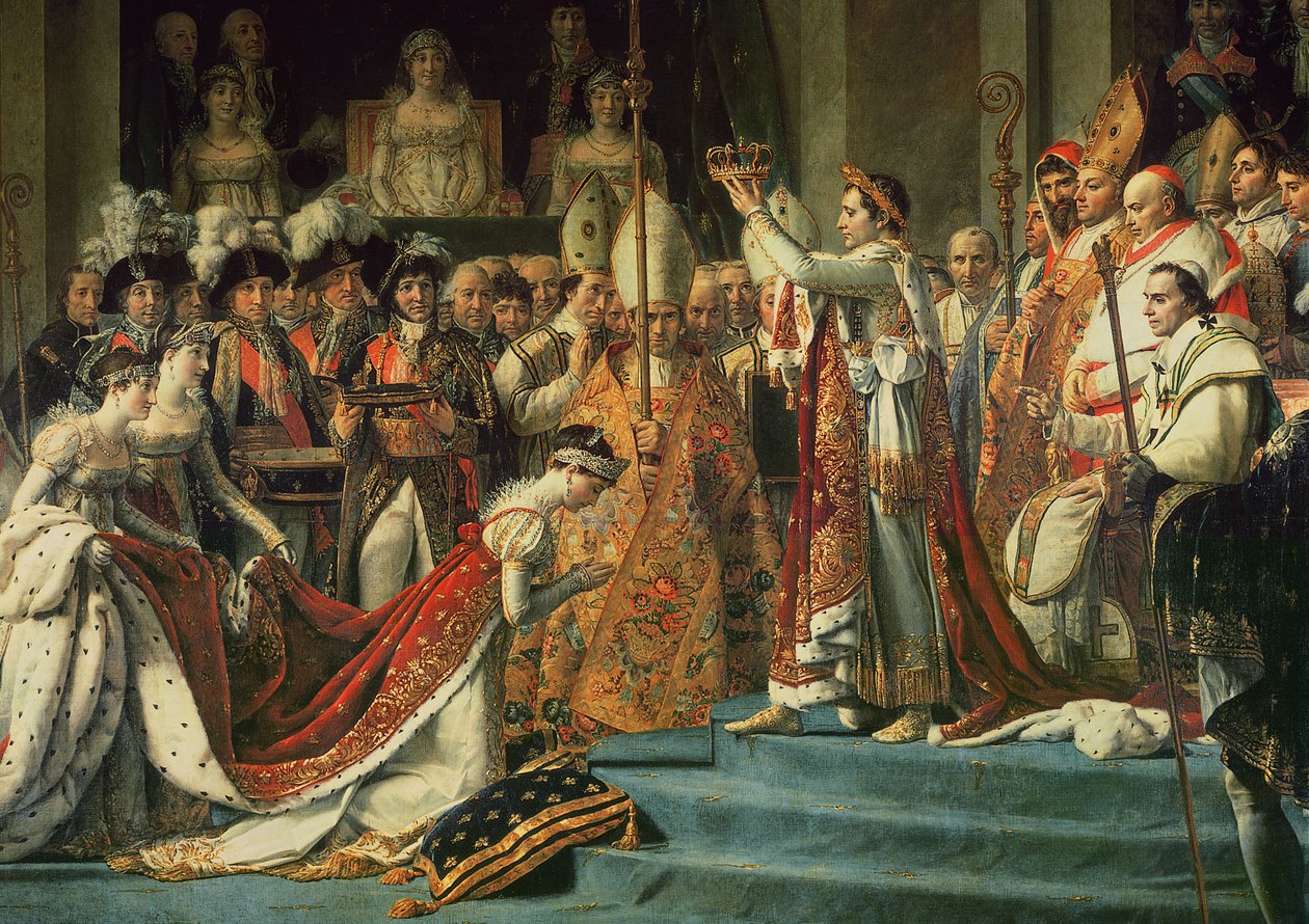 La consagración del emperador Napoleón 1769-1821 y la coronación de la emperatriz Josefina 1763-1814 por el Papa Pío VII, 2 de diciembre de 1804, 1806-07 (detalle) de Jacques Louis David