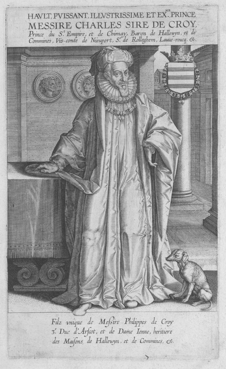 Grabado que representa a Carlos III de Croÿ de Jacques de Bye
