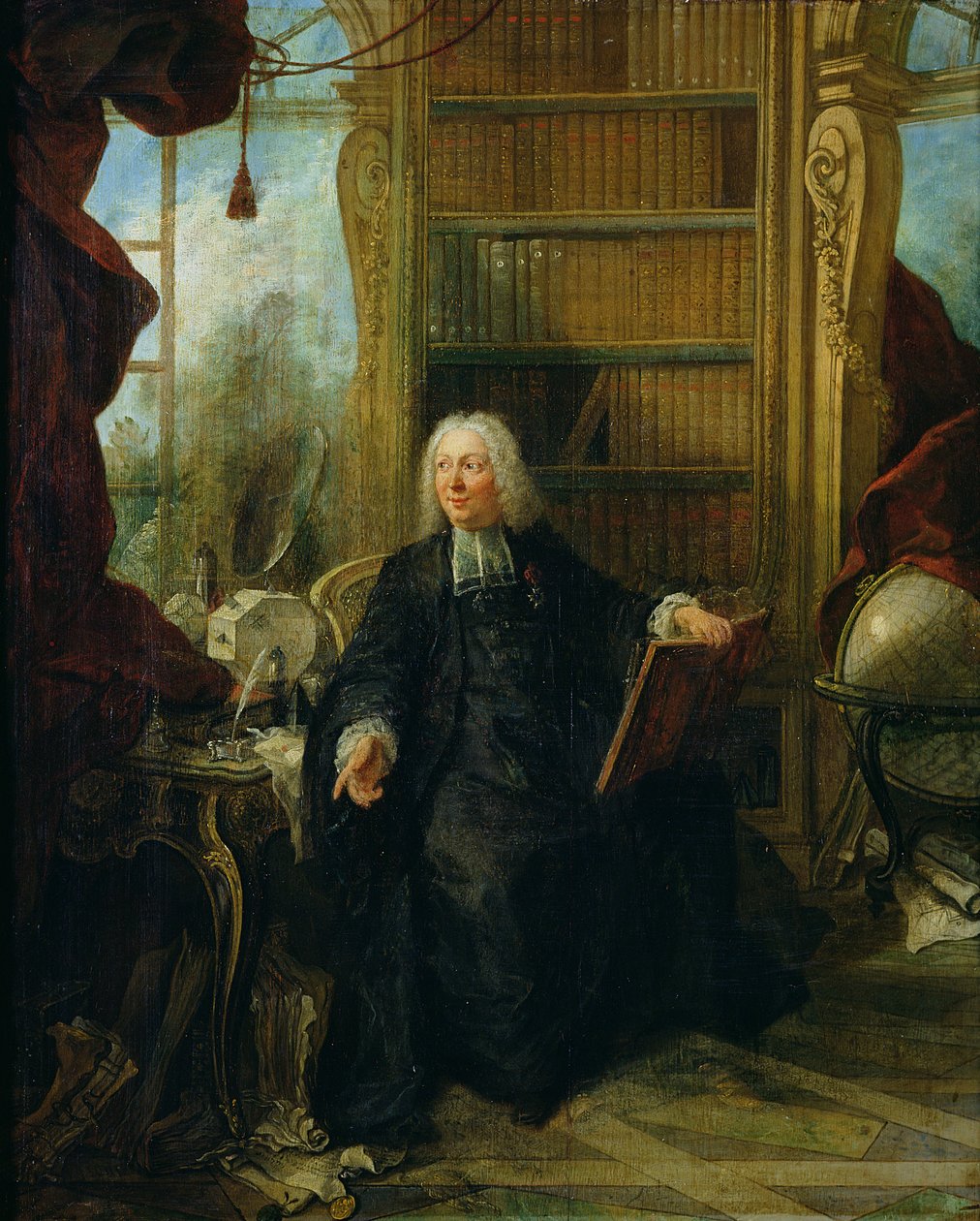 Abad Nollet (1700-70) en su estudio, en el pabellón óptico del castillo de la Muette de Jacques de Lajoüe