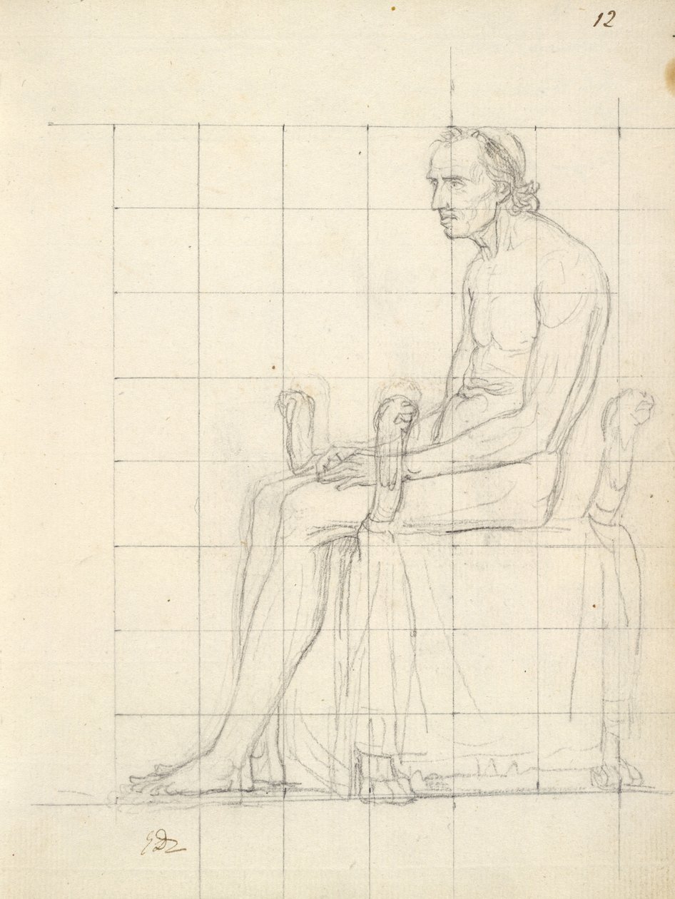 Estudio de desnudo del Papa Pío VII sentado, c.1805-06 de Jacques Louis David