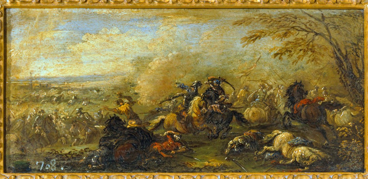 Una batalla entre cristianos y musulmanes ... (óleo sobre lienzo) de Jacques (1621 76) Courtois