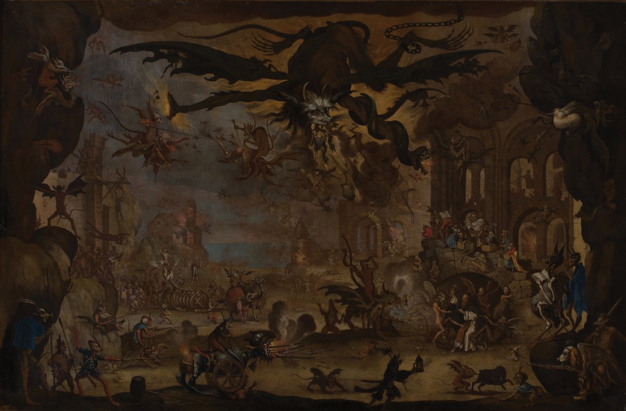 La tentación de San Antonio (Óleo sobre lienzo) de Jacques (after) Callot