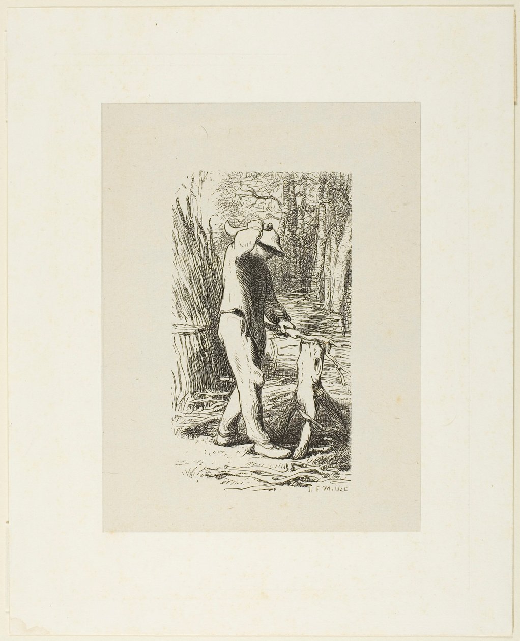 Hombre Haciendo Leña de Jacques Adrien Lavieille