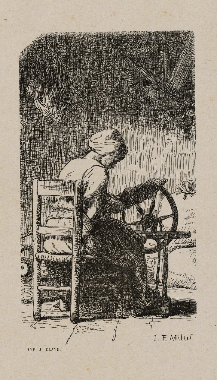 Mujer Hilando de Jacques Adrien Lavieille