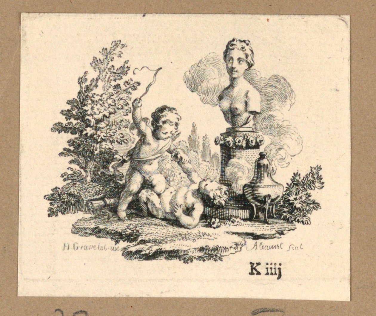 Estampa, Cupido castigando a una chica sátiro de Jacques Alianet
