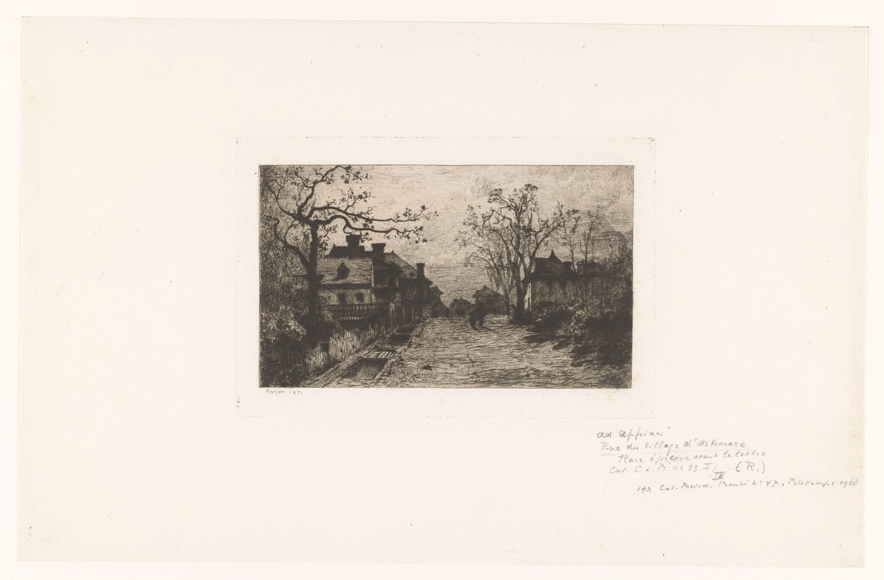 Calle del pueblo con figuras de Jacques Barthélemy Appian (Adolphe)