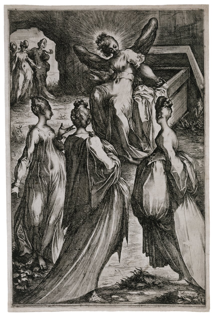 Las santas mujeres en el sepulcro (grabado) de Jacques Bellange