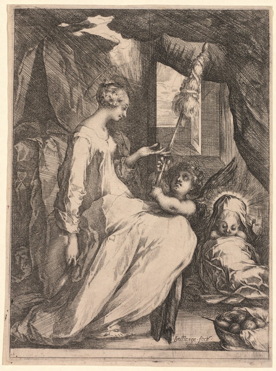 La Virgen y el Niño con rueca y un ángel, c. 1611-1613 de Jacques Bellange