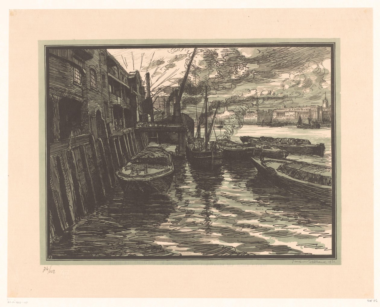 Balandros en el Támesis en Londres de Jacques Beltrand (signed by artist)