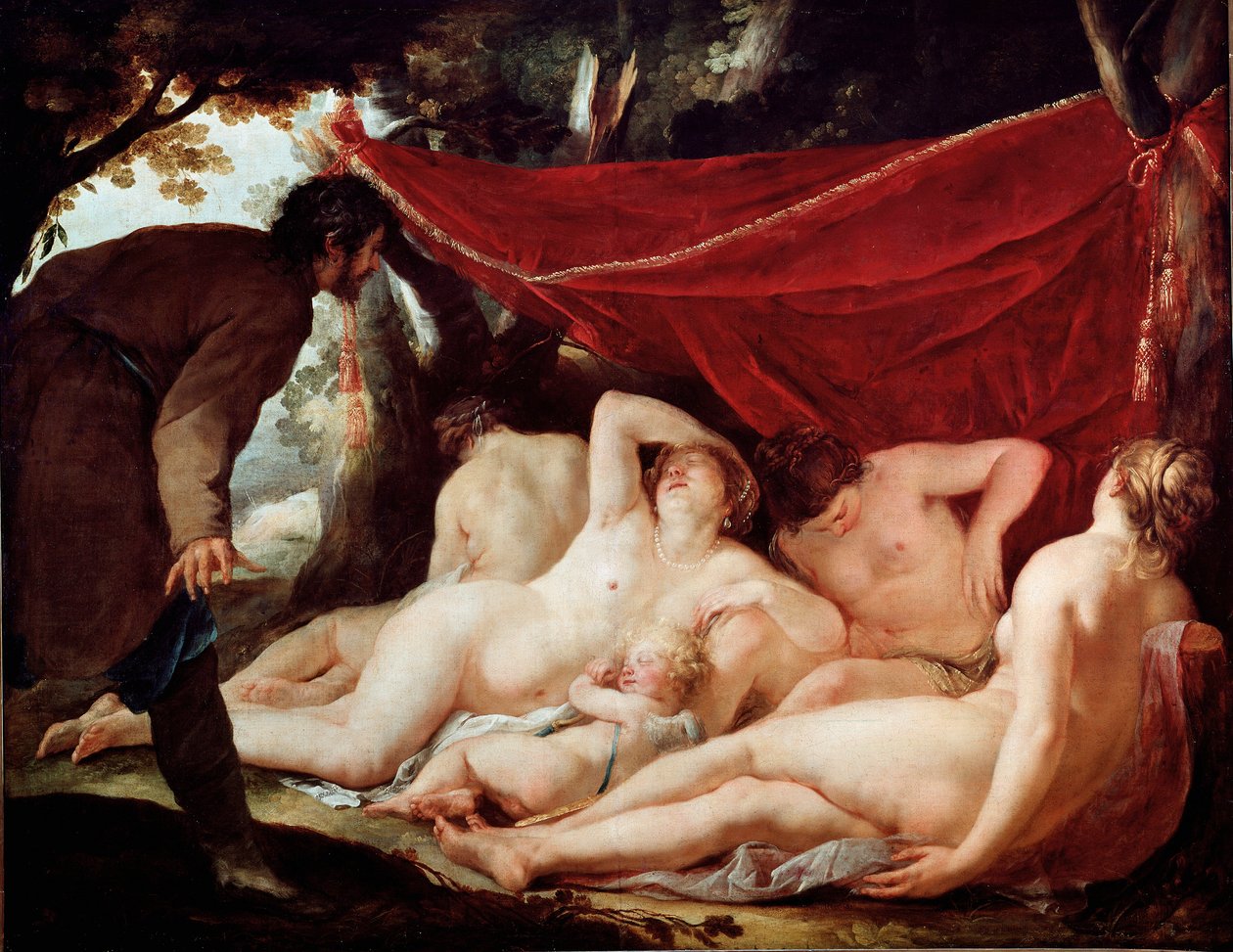 Cupido y las Gracias sorprendidos por un mortal. Pintura de Jacques Blanchard (1600-1638). Museo del Louvre de Jacques Blanchard