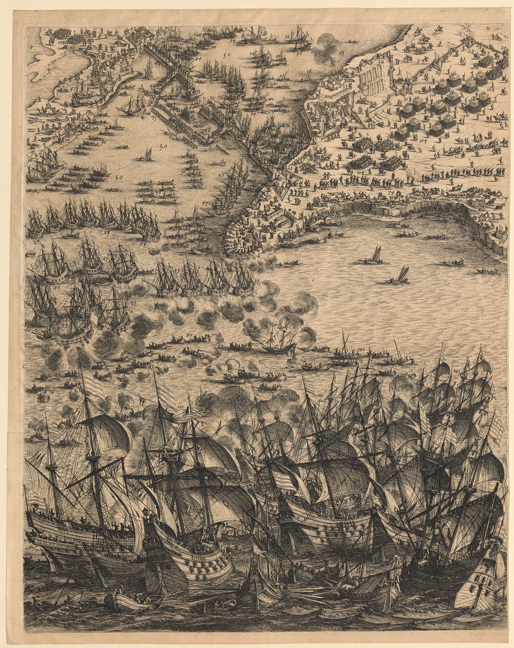 2. Panel inferior central de «El asedio de La Rochelle» de Jacques Callot