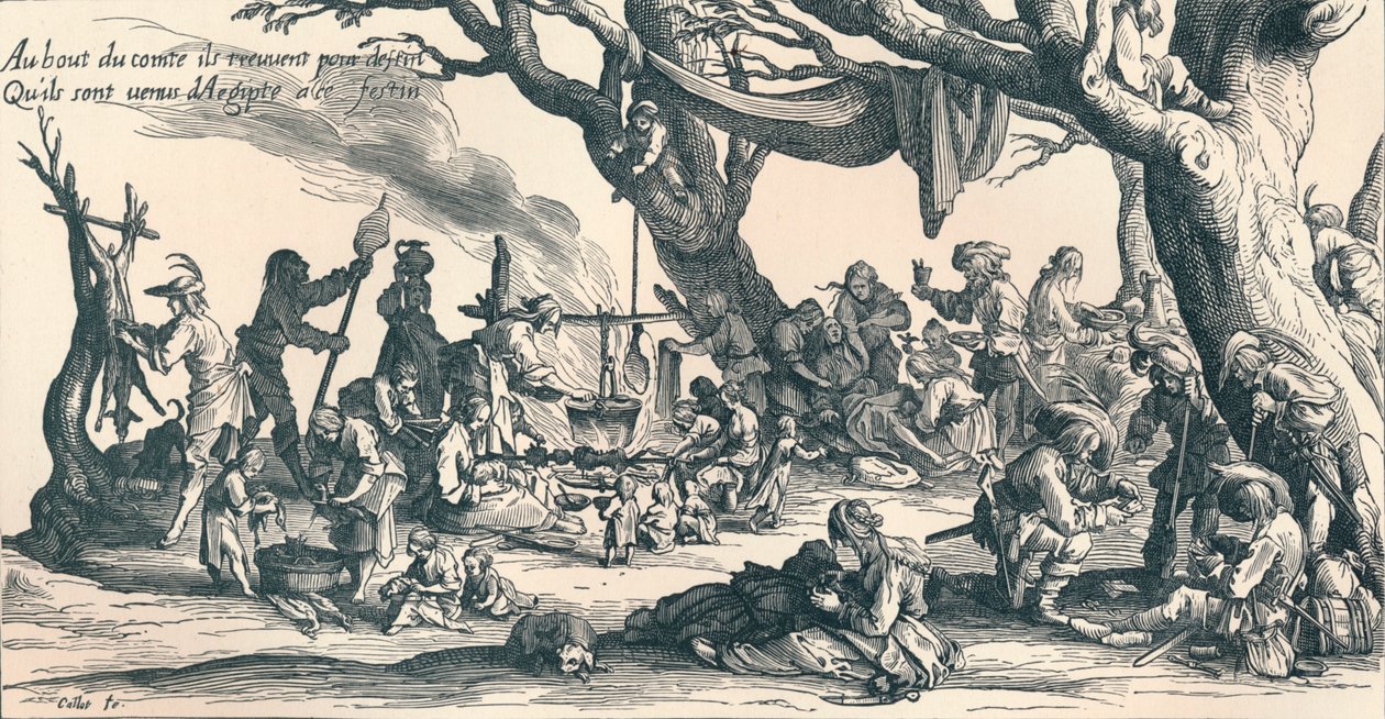 Un campamento de los primeros gitanos en Europa Central, c1604, 1907 de Jacques Callot