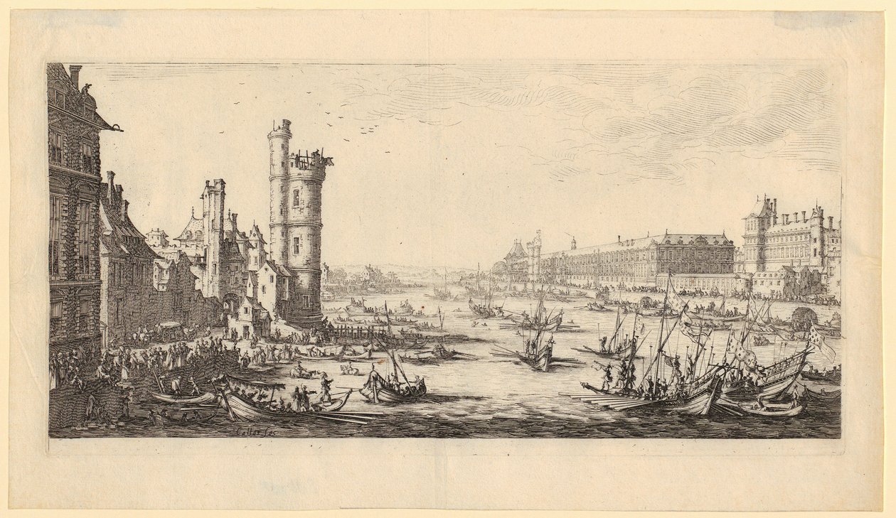 Vista del Louvre, lámina 1 de la serie «Las dos grandes vistas de París» de Jacques Callot