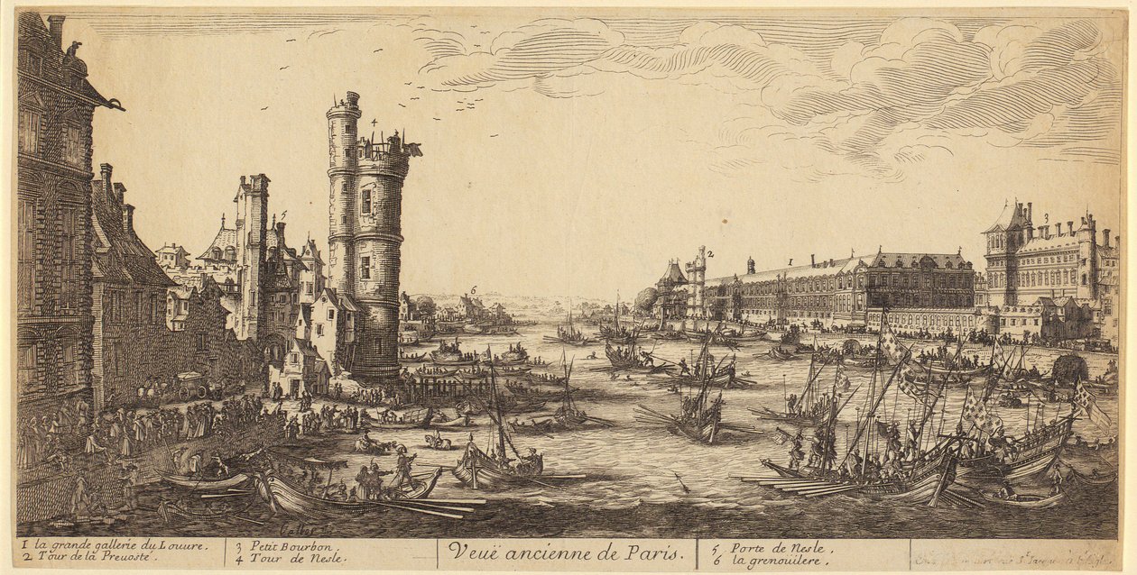Vista del Louvre, lámina 1 de la serie «Las dos grandes vistas de París» de Jacques Callot
