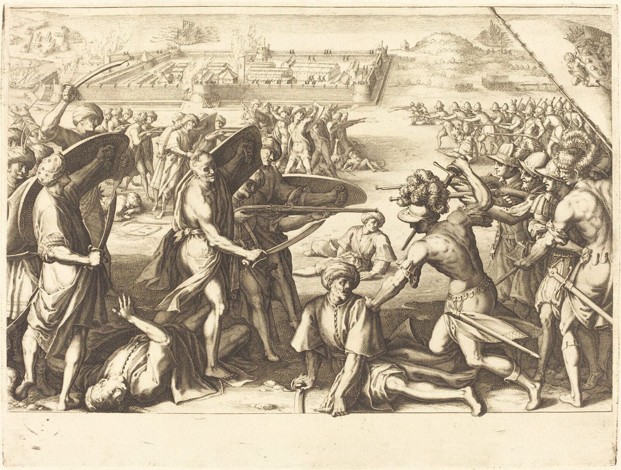 Asalto a los fuertes exteriores de Bone, c. 1614 de Jacques Callot