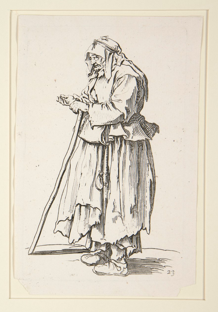 Mendiga recibiendo limosna, de The Beggars de Jacques Callot