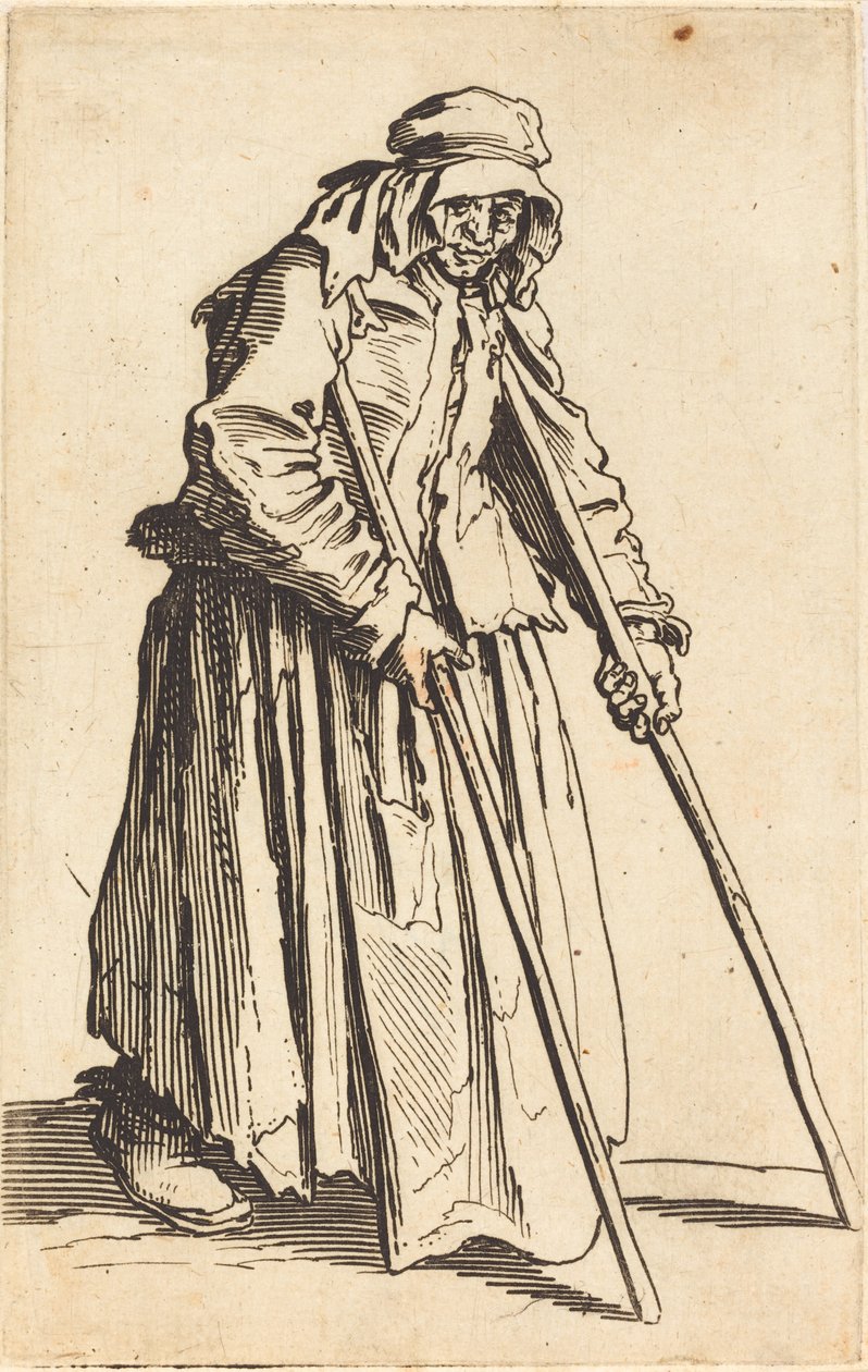 Mendiga con muletas, c. 1622 de Jacques Callot