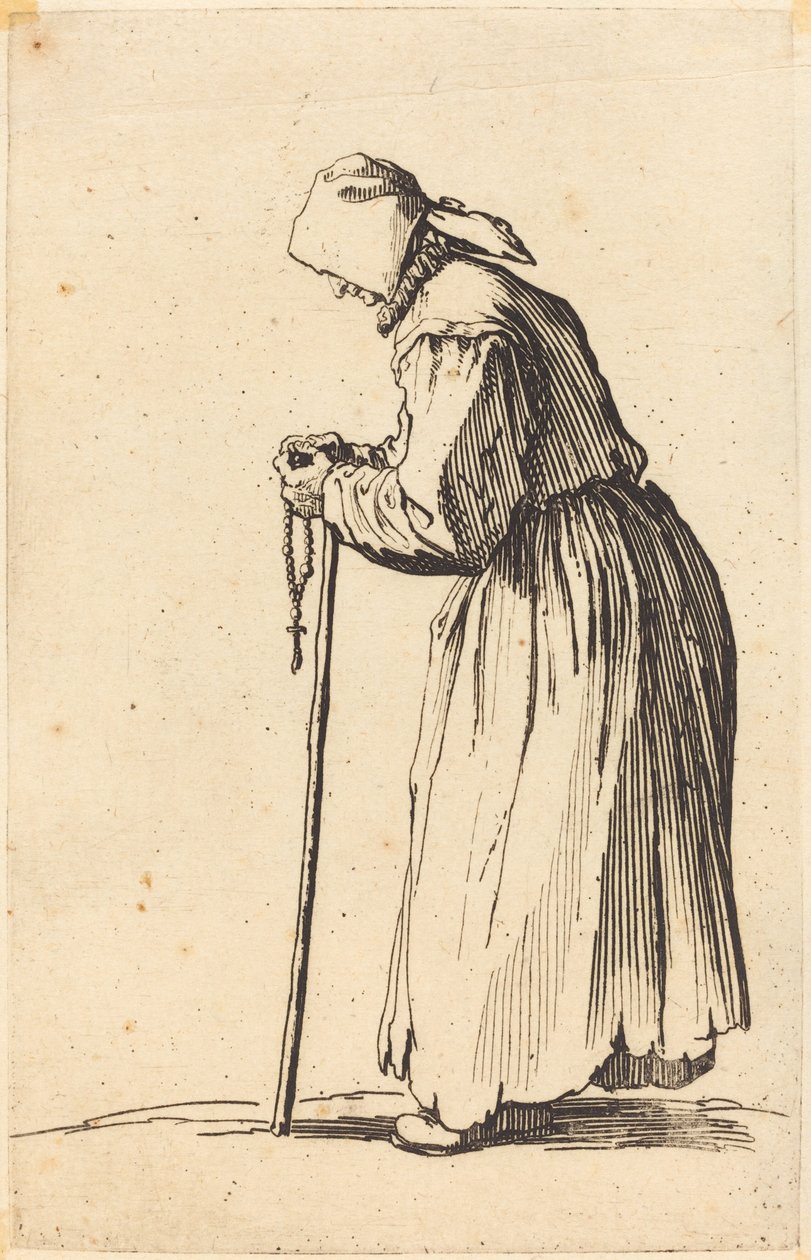 Mendiga con rosario de Jacques Callot