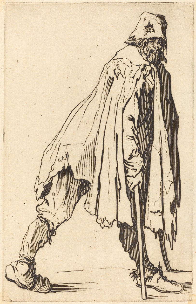 Mendigo con muletas y gorra de Jacques Callot