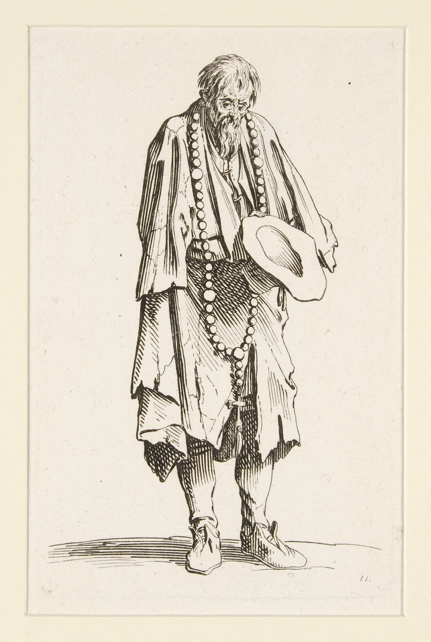 Mendiga con rosario, de Los mendigos (Le mendiant au rosaire) de Jacques Callot