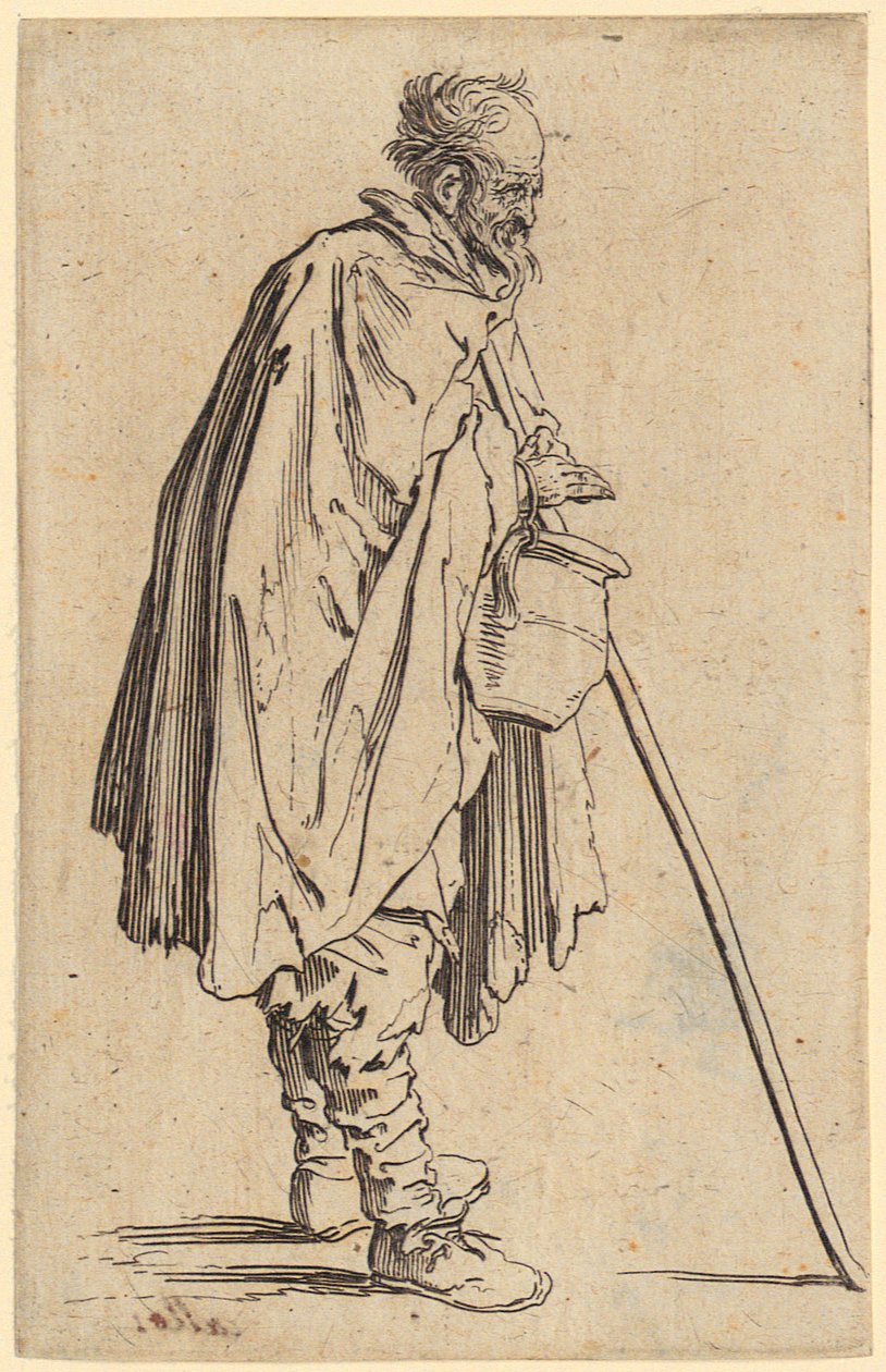 Mendigo con jarra, lámina 6 de la serie «Los mendigos» de Jacques Callot