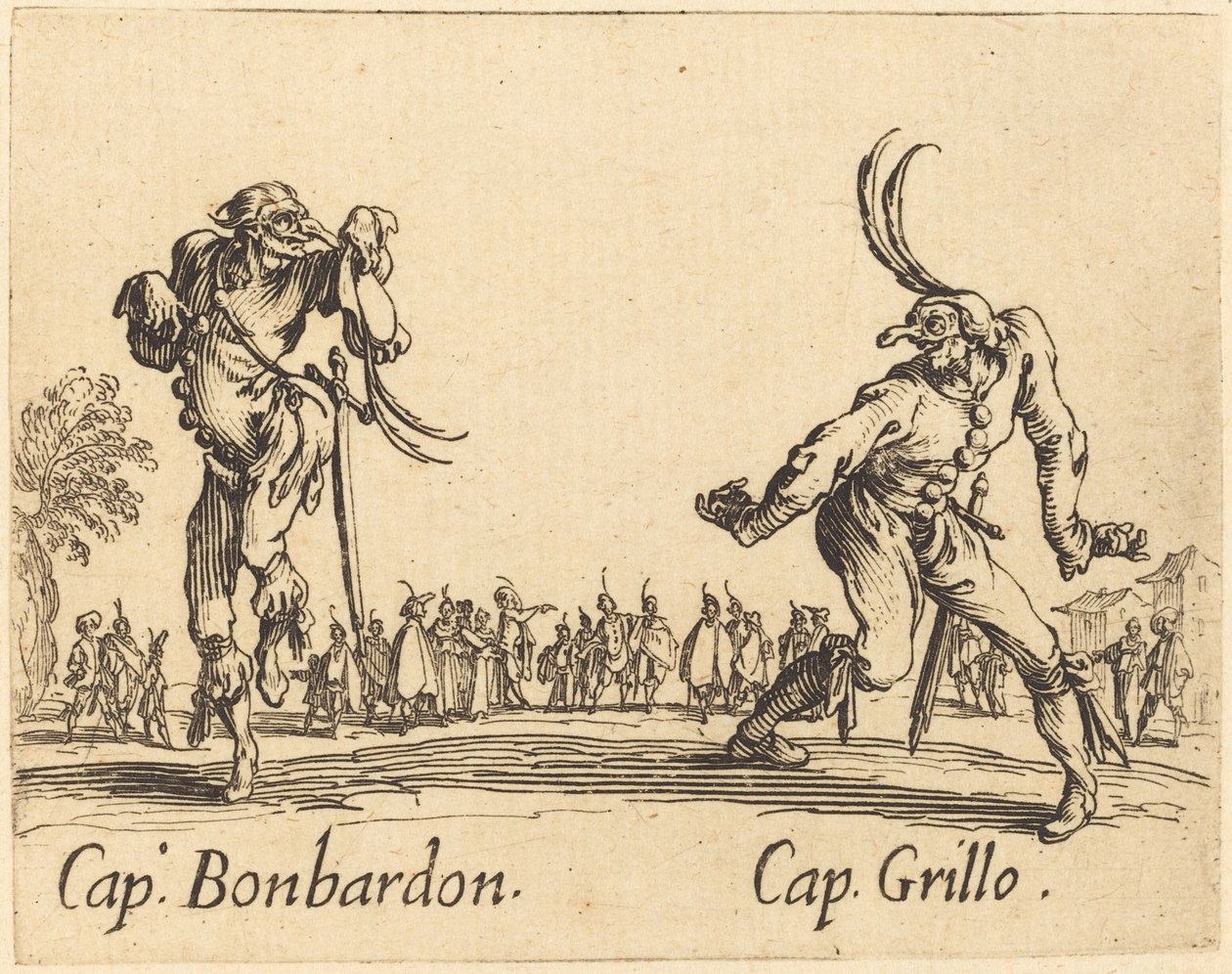 Cap. Bonbardon y Cap. Grillo, c. 1622 de Jacques Callot