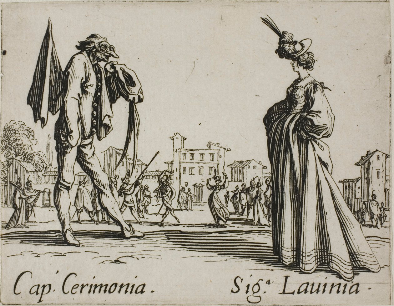 Capitán Ceremonia - Lady Lavinia, lámina 3 de Balli di Sfessania de Jacques Callot