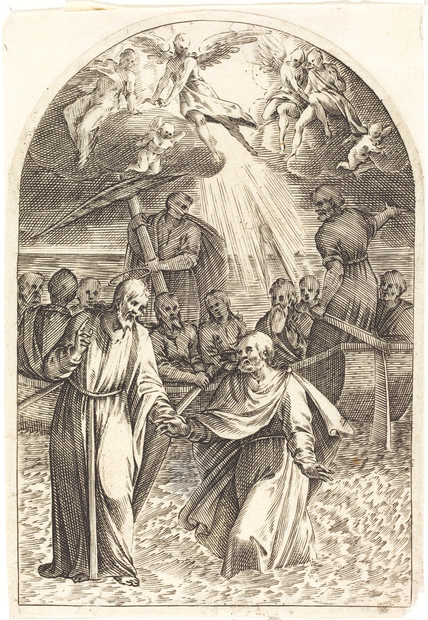Cristo caminando sobre el agua [segunda placa] de Jacques Callot