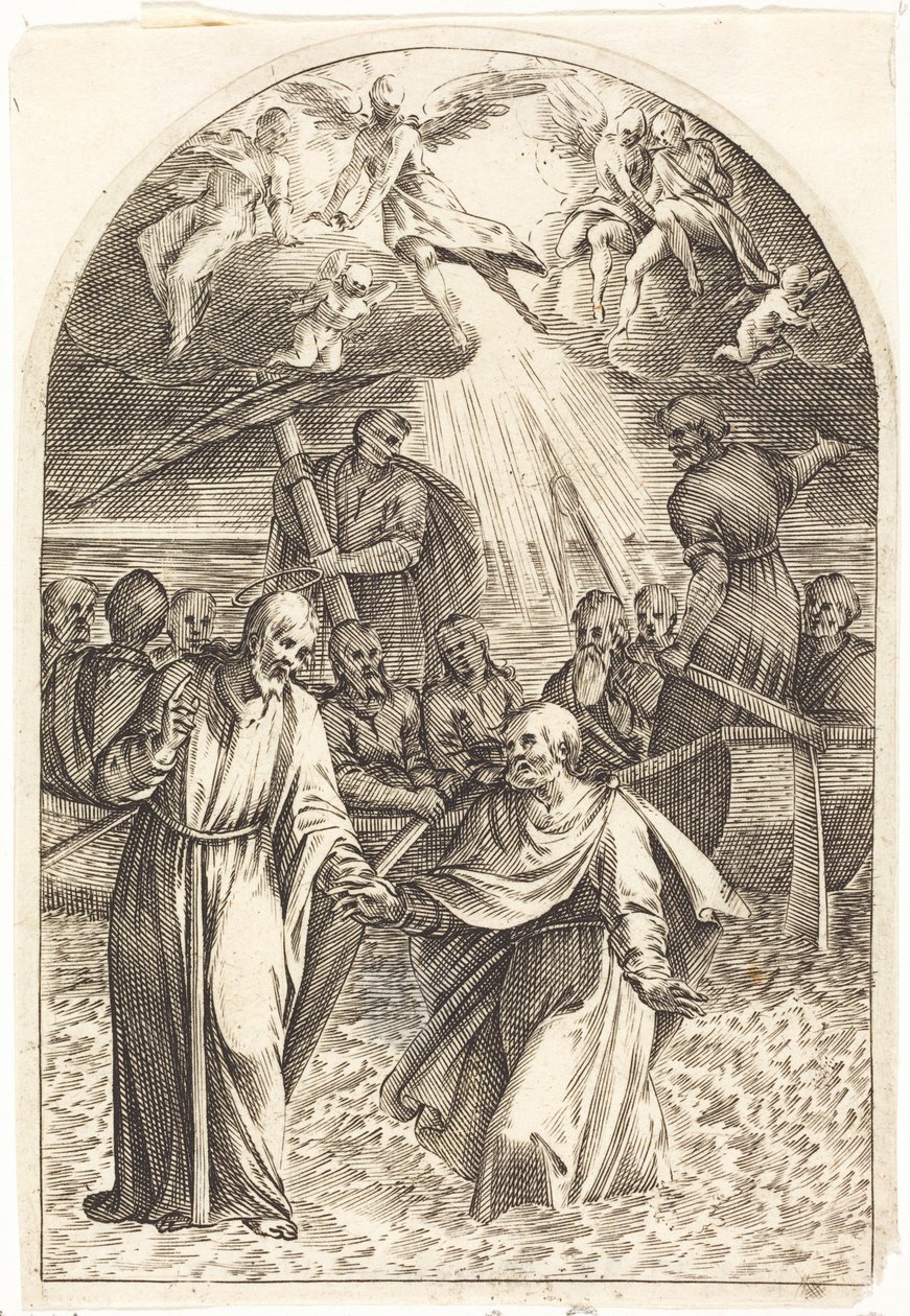 Cristo caminando sobre las aguas [segunda lámina] de Jacques Callot