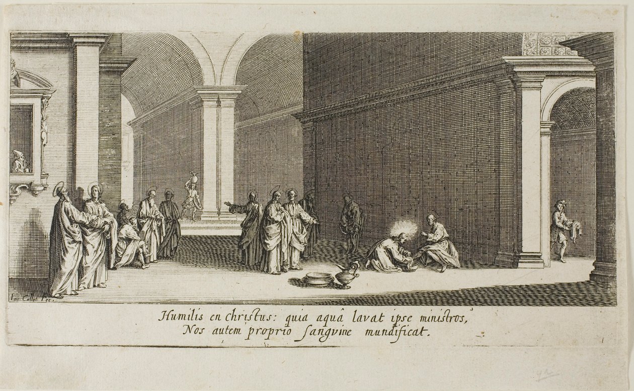 Cristo lavando los pies de los apóstoles, de La gran pasión de Jacques Callot