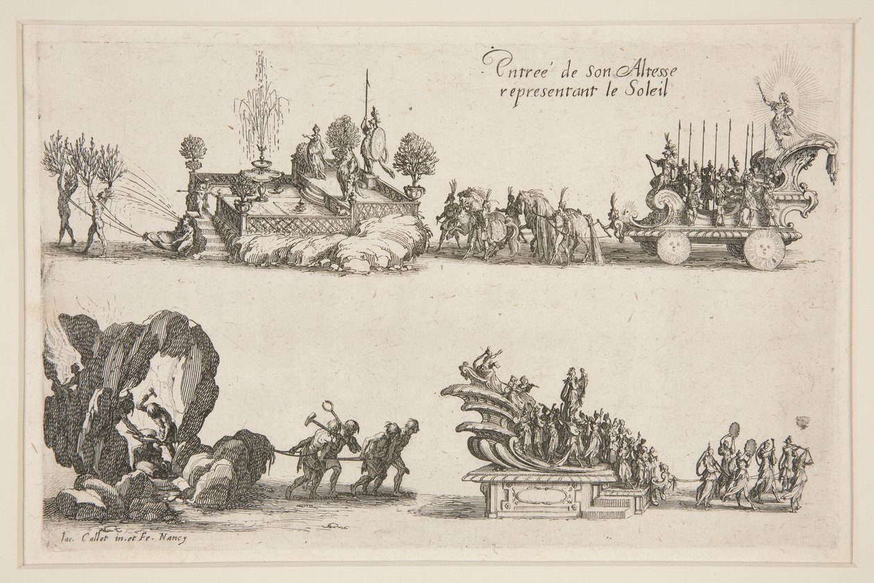 ¿Lucha? la Barrera, Entrada de su Alteza (Carlos IV) representando al Sol de Jacques Callot