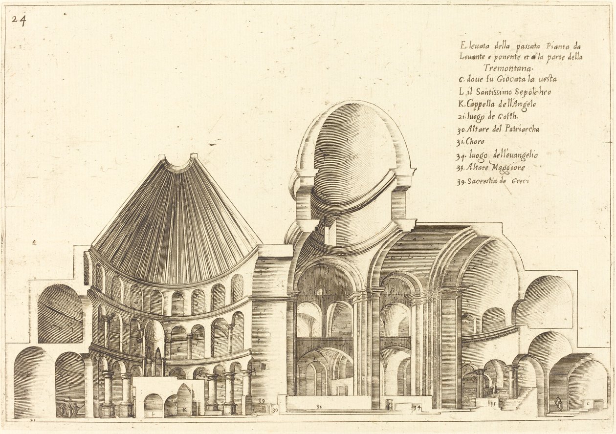 Sección transversal de la Iglesia del Santo Sepulcro de Jacques Callot