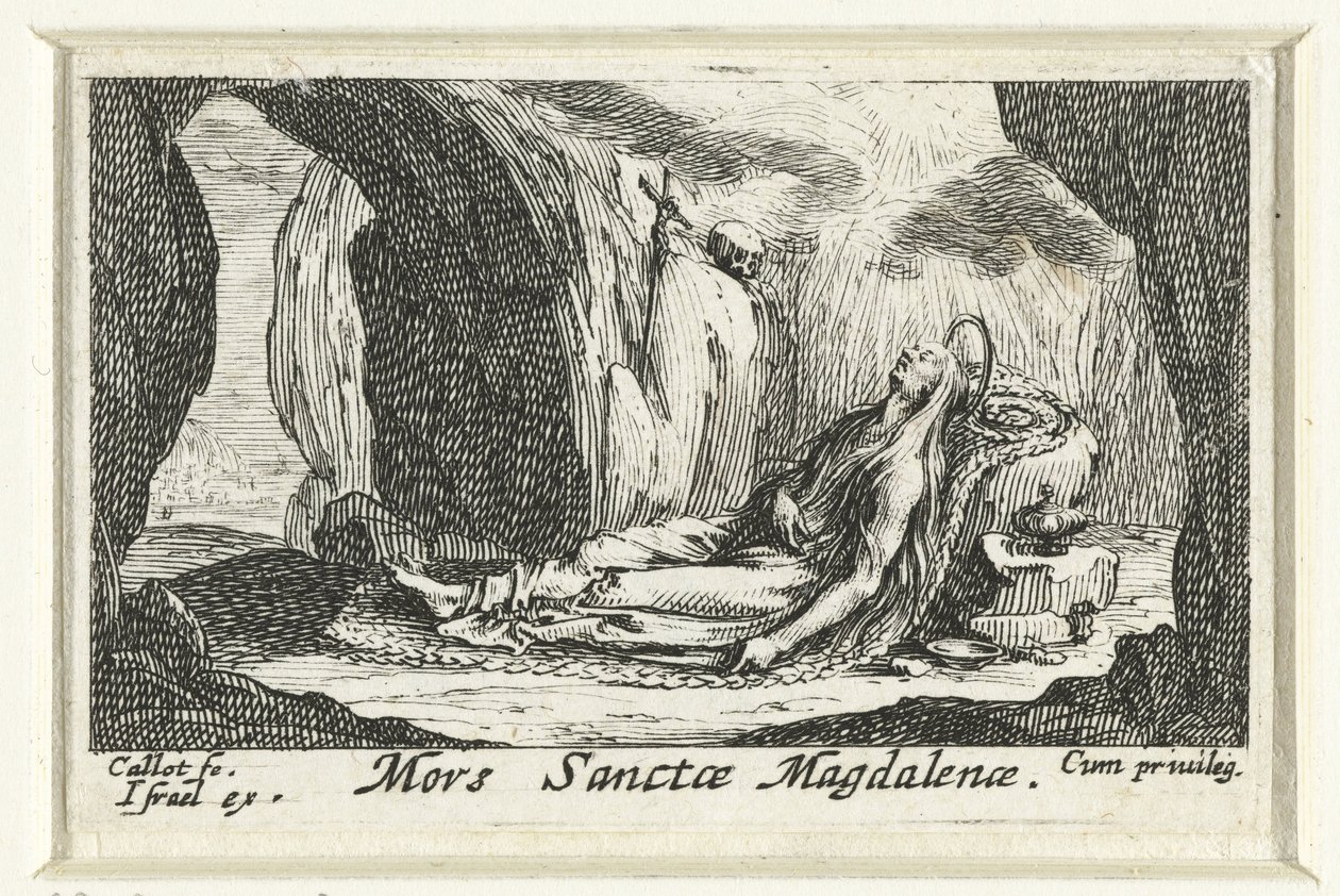 De dood van María Magdalena Muerte de Santa Magdalena (título sobre el objeto) De boetvaardige heiligen (título de la serie) de Jacques Callot