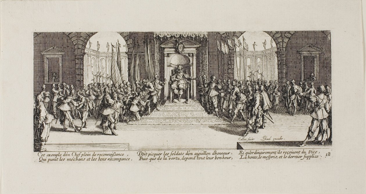 Distribución de recompensas, lámina dieciocho de Las miserias de la guerra de Jacques Callot