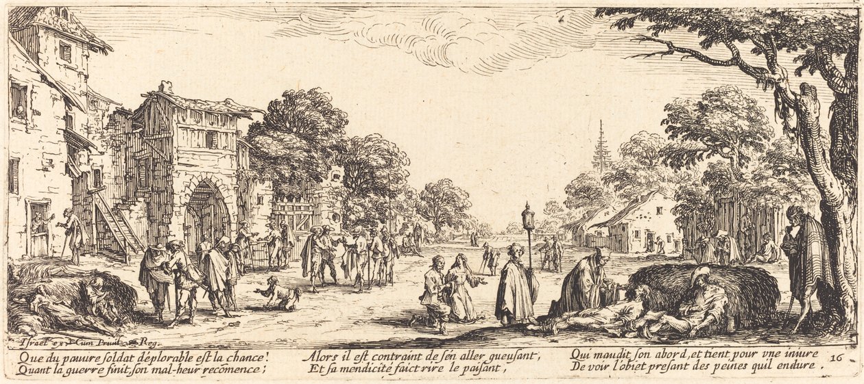 Soldados moribundos al borde del camino de Jacques Callot