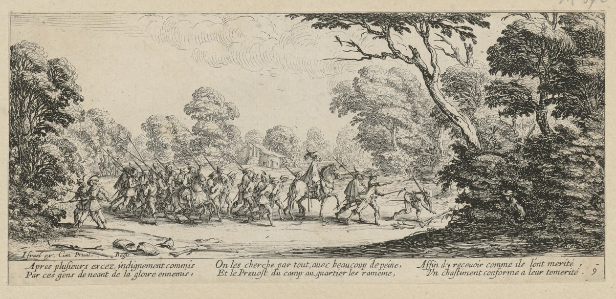 El descubrimiento de los criminales, página 9 del episodio «Los horrores de la guerra» de Jacques Callot